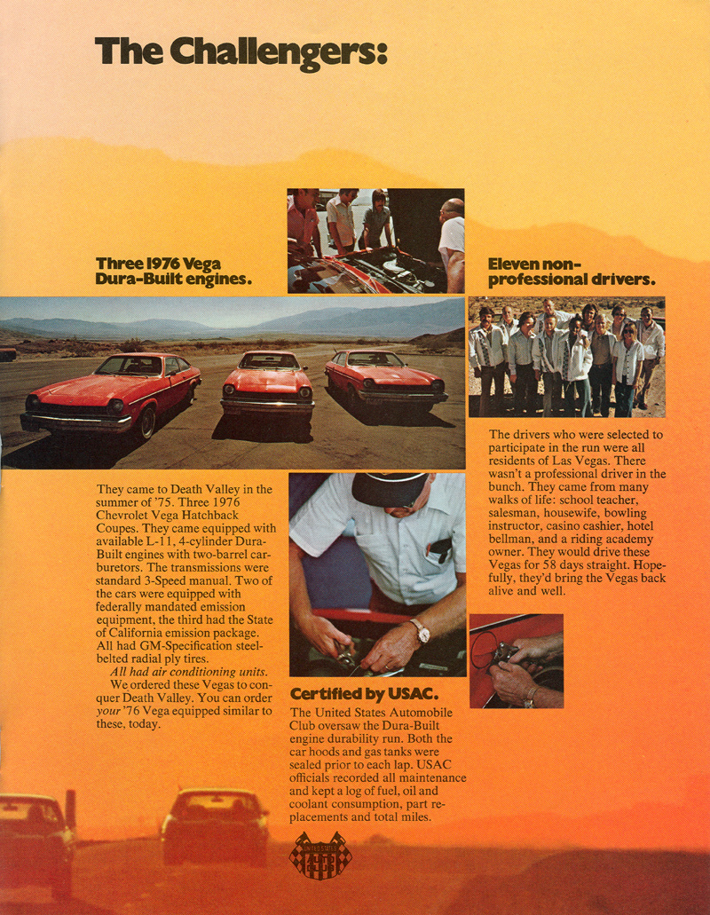 1976 Chevrolet Vega At Death Valley Brochure Page 1